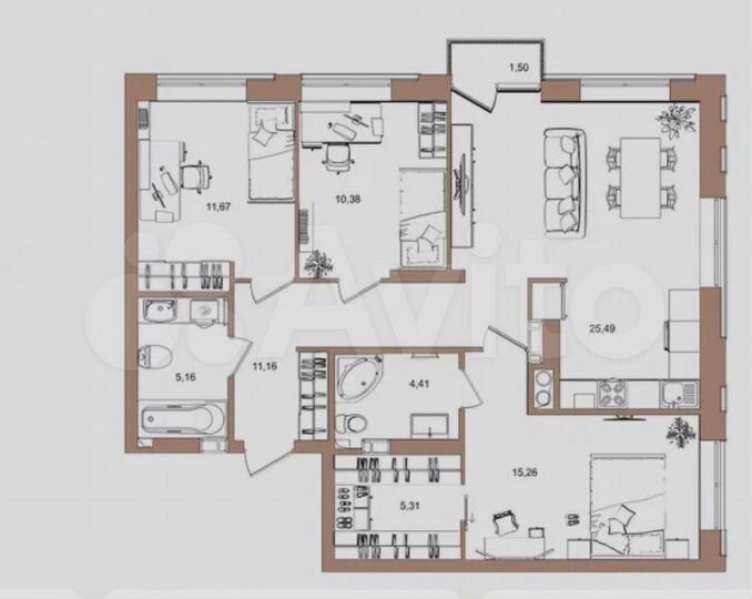 3-к. квартира, 89,6 м², 16/23 эт.