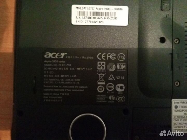Ноутбук acer aspire 5920g