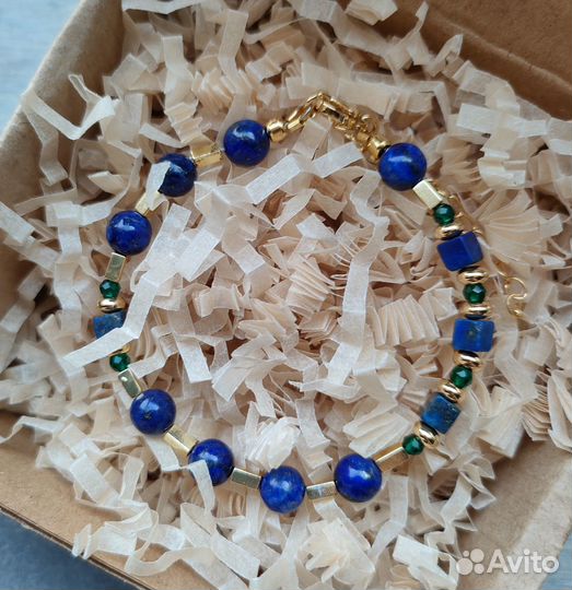 Браслет с лазуритом, гематитом и шпинелью