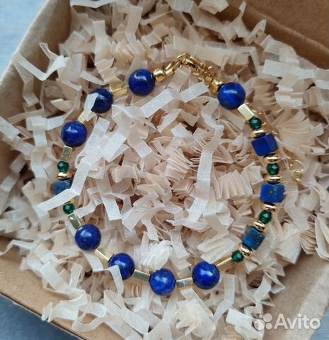 Браслет с лазуритом, гематитом и шпинелью