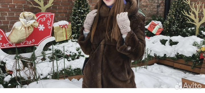 Шуба норковая с капюшоном 42 44