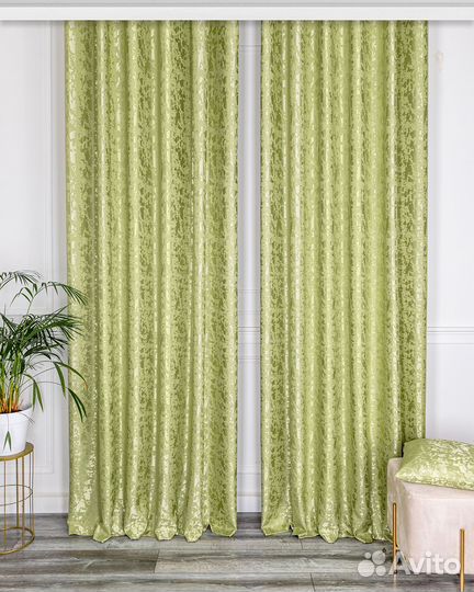 Шторы мрамор Версаль светло-зеленый новые пошив