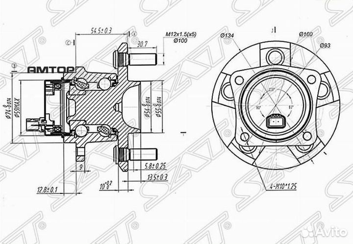 SAT ST-42450-63011 Ступичный узел задн. toyota ali