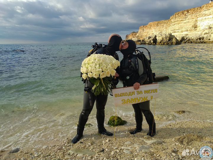 Дайвинг Крым. Предложение руки и сердца под водой