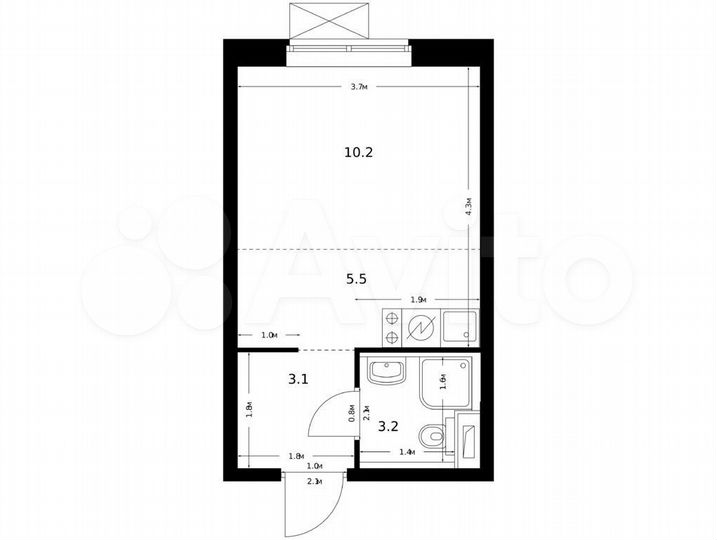 Квартира-студия, 22 м², 7/16 эт.