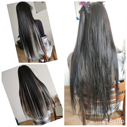 Точечное цветное афронаращивание волос