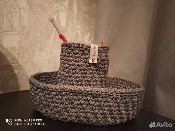 Вязаные корзинки ручной работы
