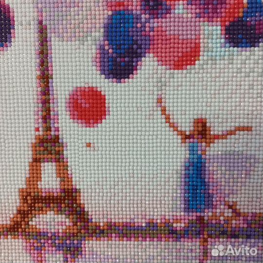 Картина девушка с шарами Париж алмазная готовая