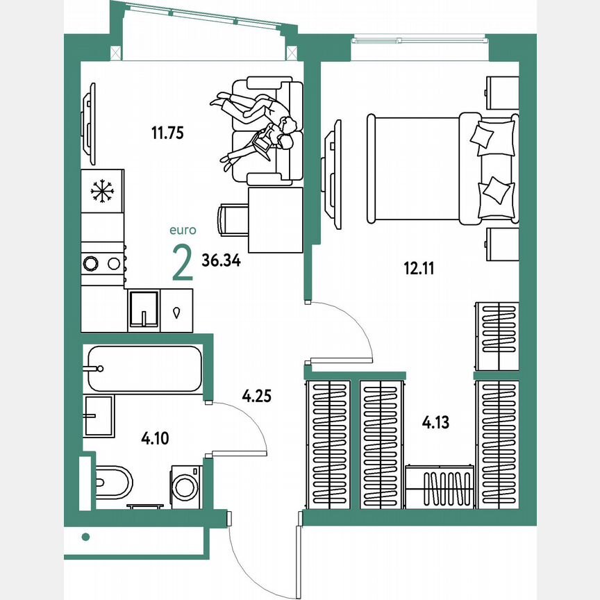 1-к. квартира, 36,3 м², 19/23 эт.