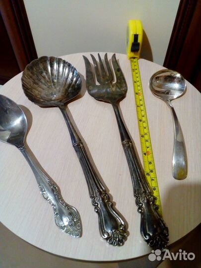Старинные ложки и вилка, мельхиор epns