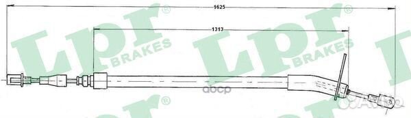 Трос ручного тормоза mercedes W123 1616мм задни