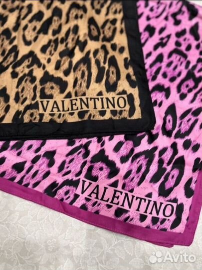 Шелковый платок Valentino розовый и коричневый