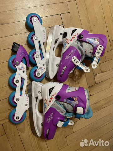 Коньки Ролики 2 в 1 раздвижные 31-34