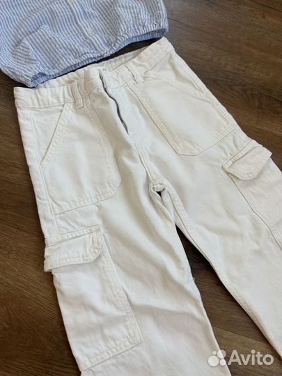 Блузка zara и джинсы mango kids 134-140