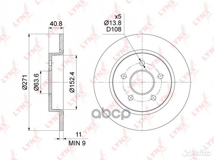 Диск тормозной зад BN1452 lynxauto
