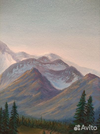 Картина маслом на холсте пейзаж горы природа