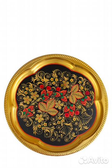 Поднос под самовар, роспись Классическая хохлома