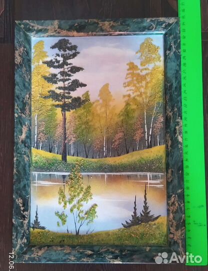 Картина из натурального камня мрамор малахит