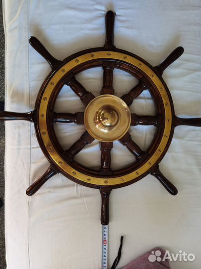 Штурвал буксирный старинный дубовый