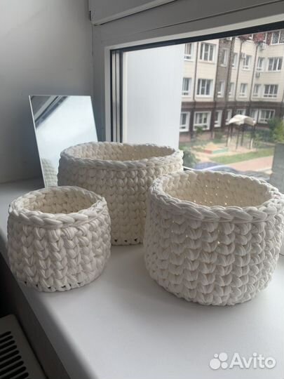 Вызаные корзины ручной работы