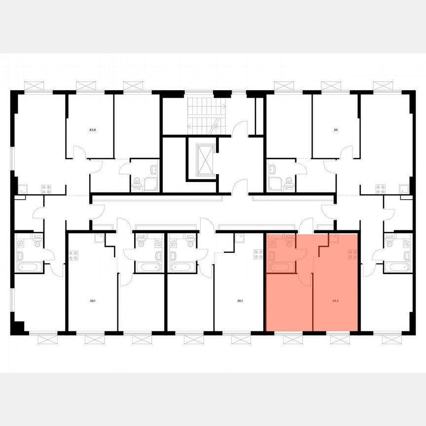 1-к. квартира, 34,3 м², 9/9 эт.