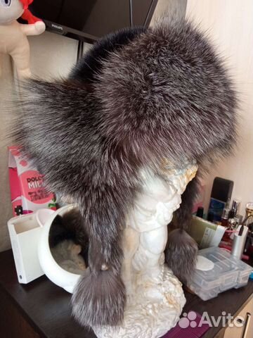 Шапка женская, норка/ чернобурка, утеплён.подклад