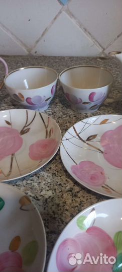 Чайник блюдце чашки молочница дулево пион