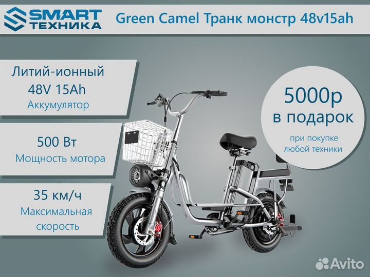 Электровелосипед Green Camel Транк монстр 48v15ah