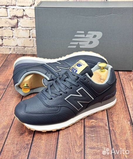 Кроссовки new balance 574 кожаные синие