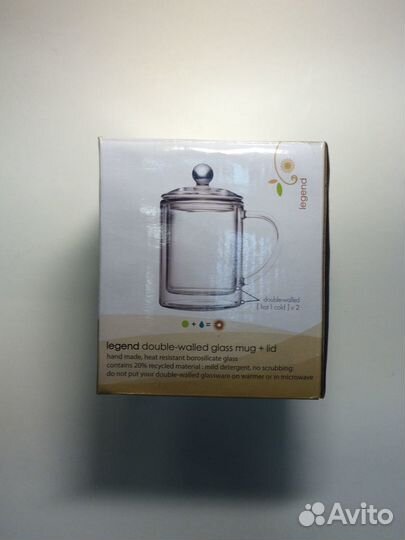 Стеклянная кружка с крышкой фирмы teaposy