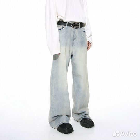 Джинсы Выбеленные с эффектом варки (Светло-голубые