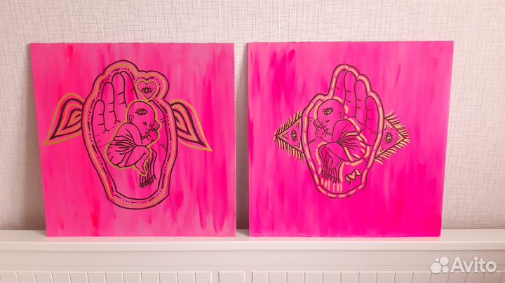 Картина «В руках Бога», 2 части, 40*40 см, акрил