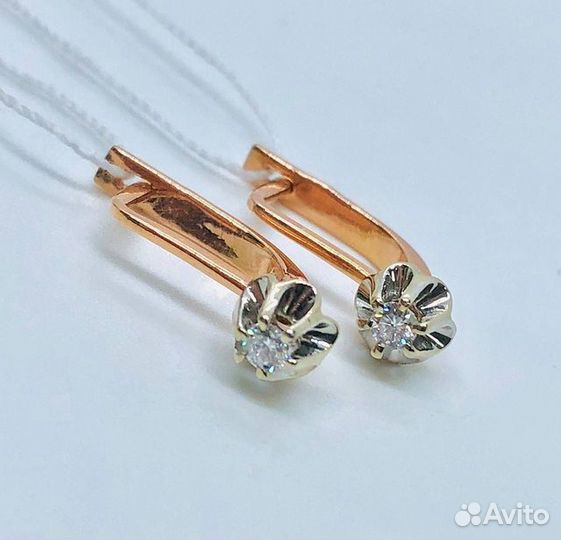 Золотые серьги с камнем
