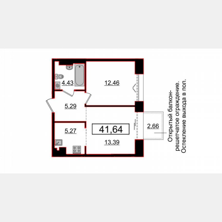2-к. квартира, 41,6 м², 6/8 эт.