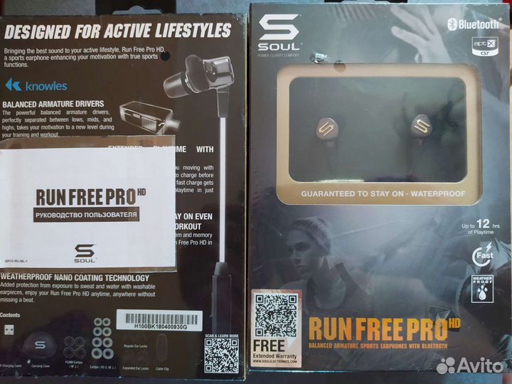 Новые блютуз Наушники Soul Run Free Pro HD Apt-X