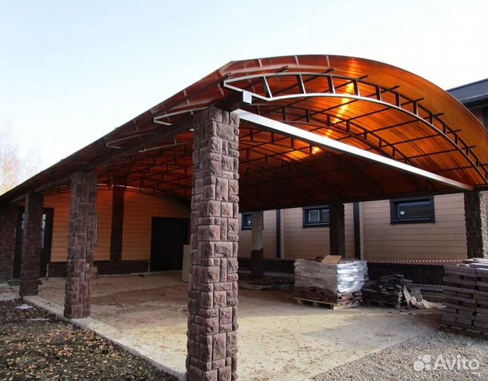 Металлический навес двухскатный