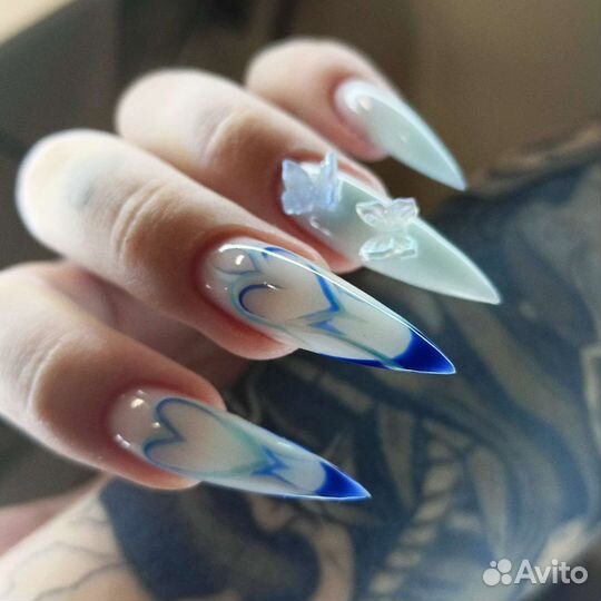 Наращивание/креативное, педикюр, покрытие