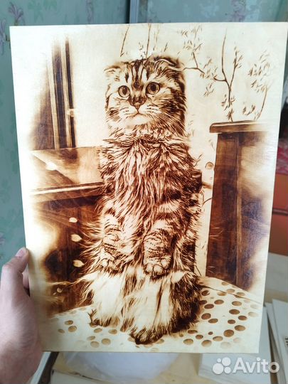 Выжигаем портреты по фото на дереве Подарок