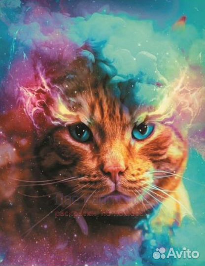 Алмазная мозаика 40x50 Дух кота среди туч