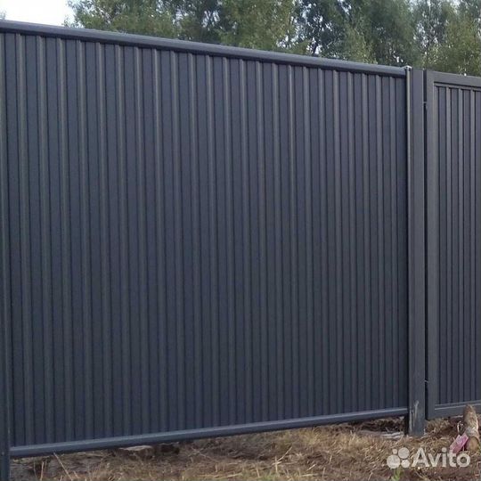 Забор из серого профнастила в Удомле