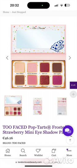 Палетка теней too faced