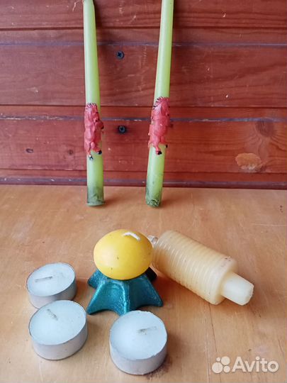 Разные свечи к Новому Году. Дед Мороз. Корзинка