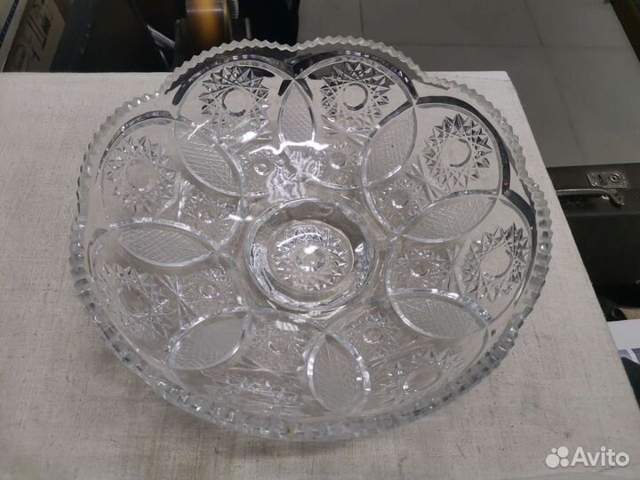 Салатница хрустальная большая СССР (Ч)
