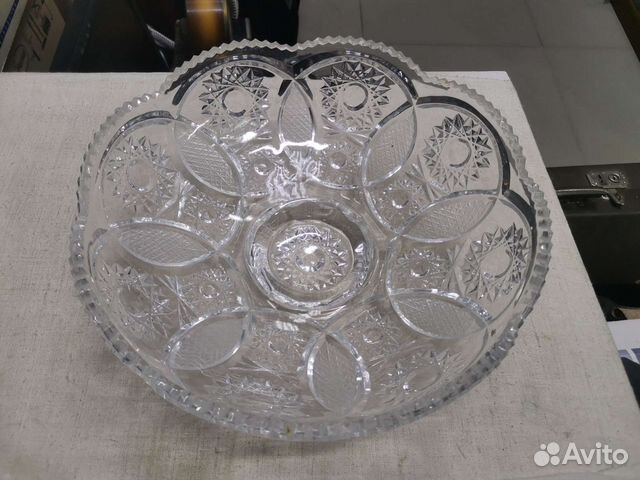 Салатница хрустальная большая СССР (Ч)