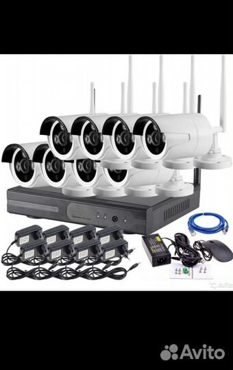 Комплект видеонаблюдения wifi 8 камер FullHD 3mп