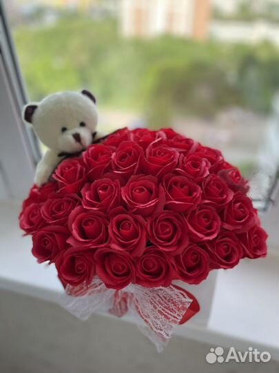 Букет роз 55 Мыльные розы Подарок