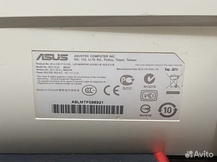 Монитор asus ms227