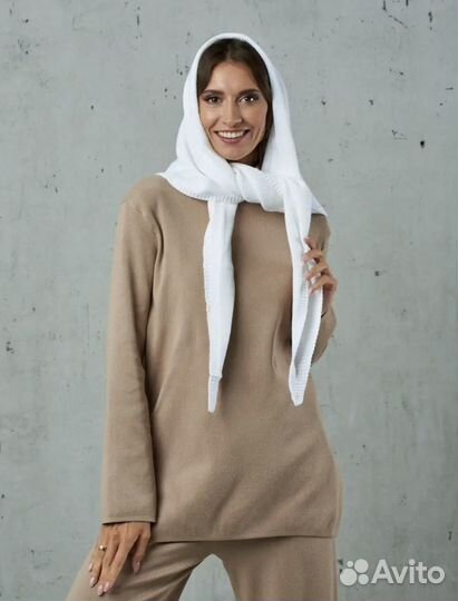 Платок косынка вязаная, шарф зимний