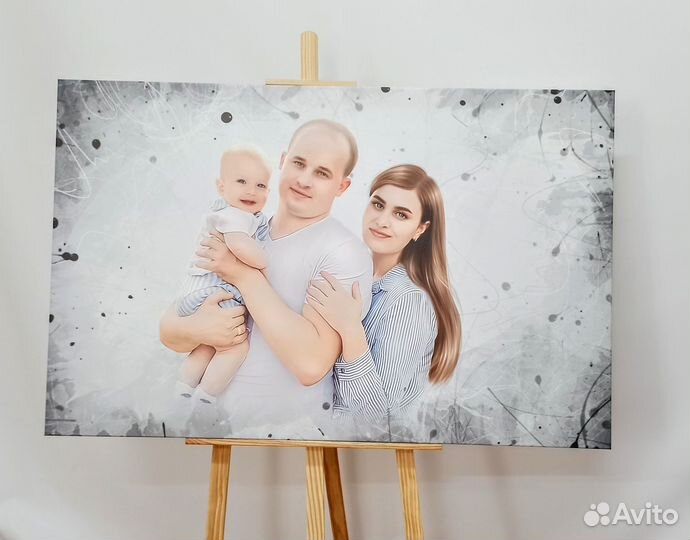 Портреты на холсте с отрисовкой художника