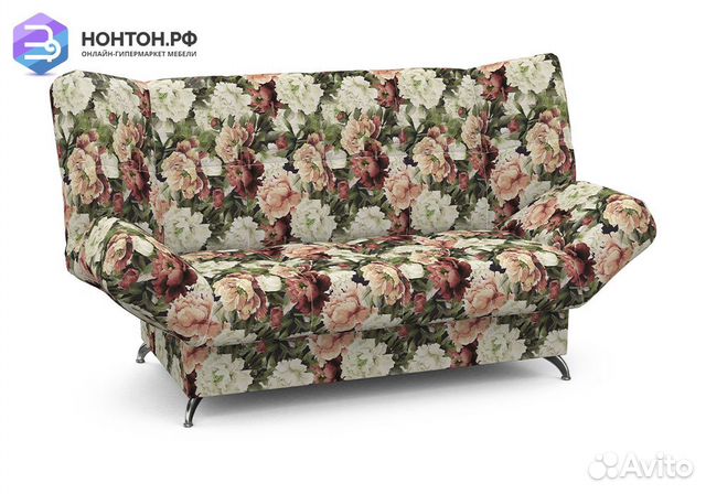 Диван клик-кляк Палермо с принтом пионы